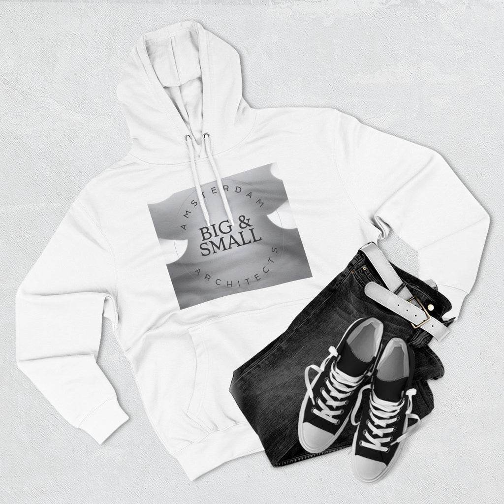 Three-Panel Fleece Hoodie — 'Big & Small Architects' Minimal Monochrome Logo Hoodie