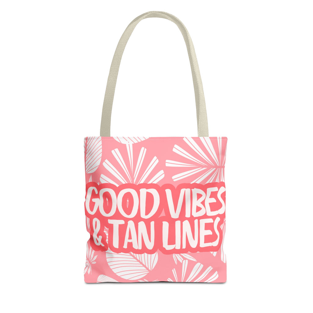 Good Vibes & Tan Lines Tote Bag — Pink Beachy Summer Tote