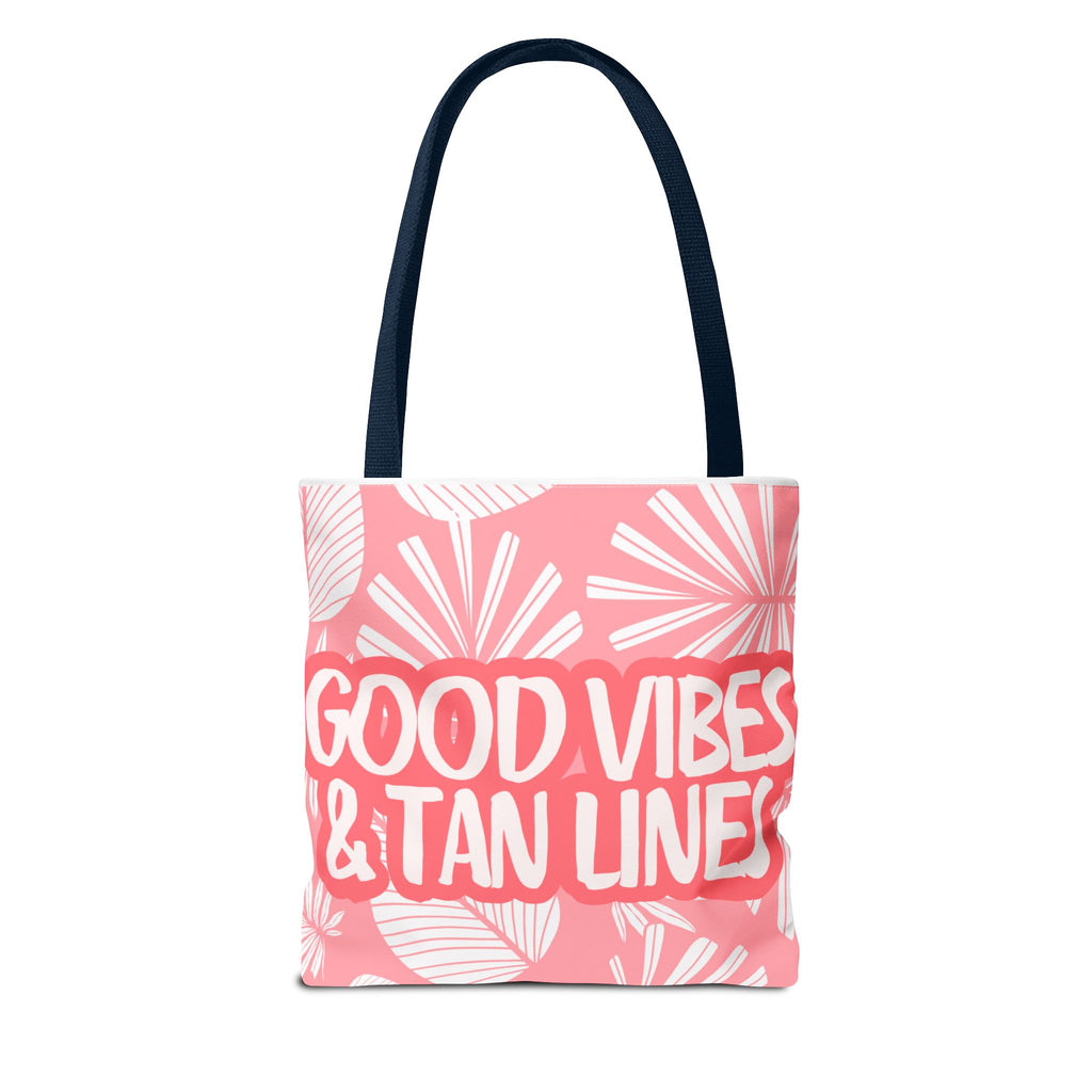 Good Vibes & Tan Lines Tote Bag — Pink Beachy Summer Tote