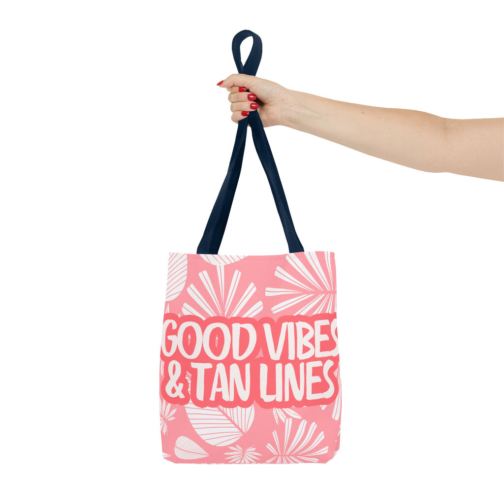 Good Vibes & Tan Lines Tote Bag — Pink Beachy Summer Tote