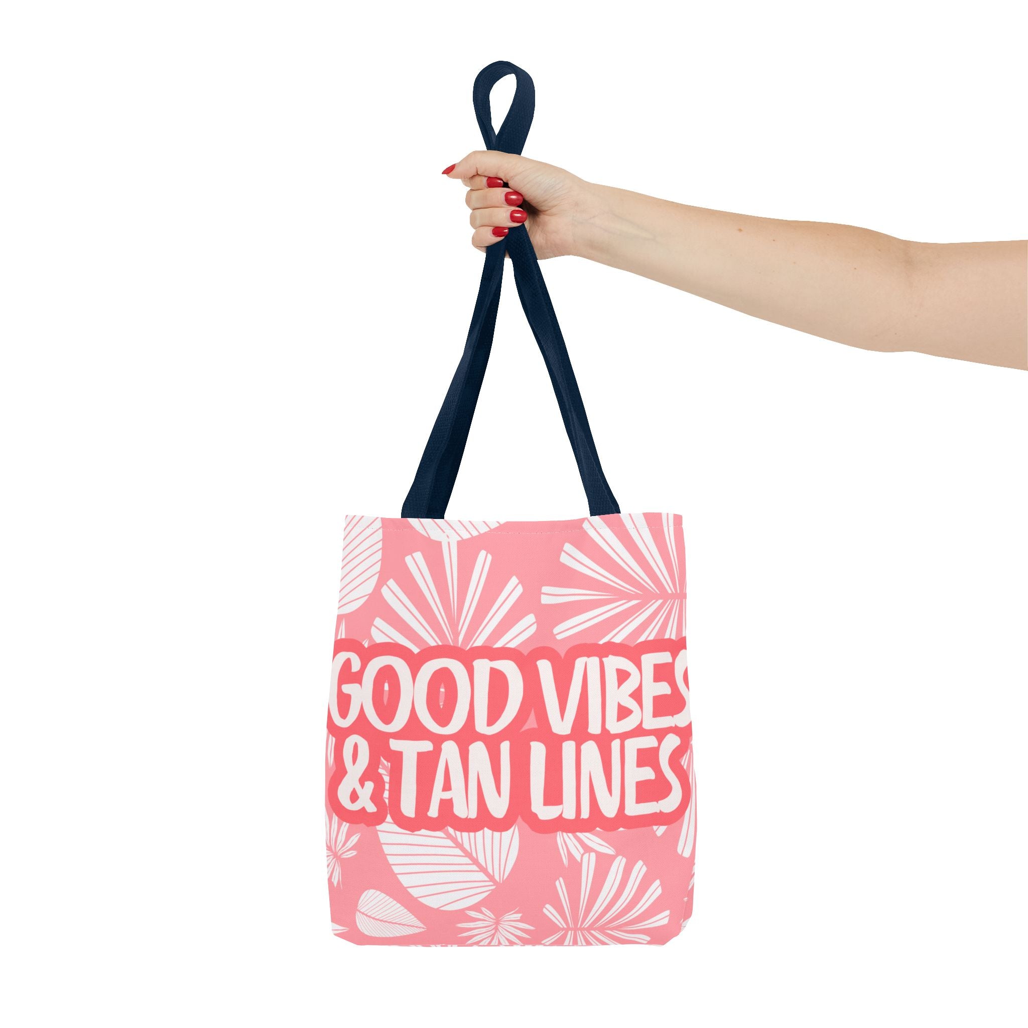 Good Vibes & Tan Lines Tote Bag — Pink Beachy Summer Tote