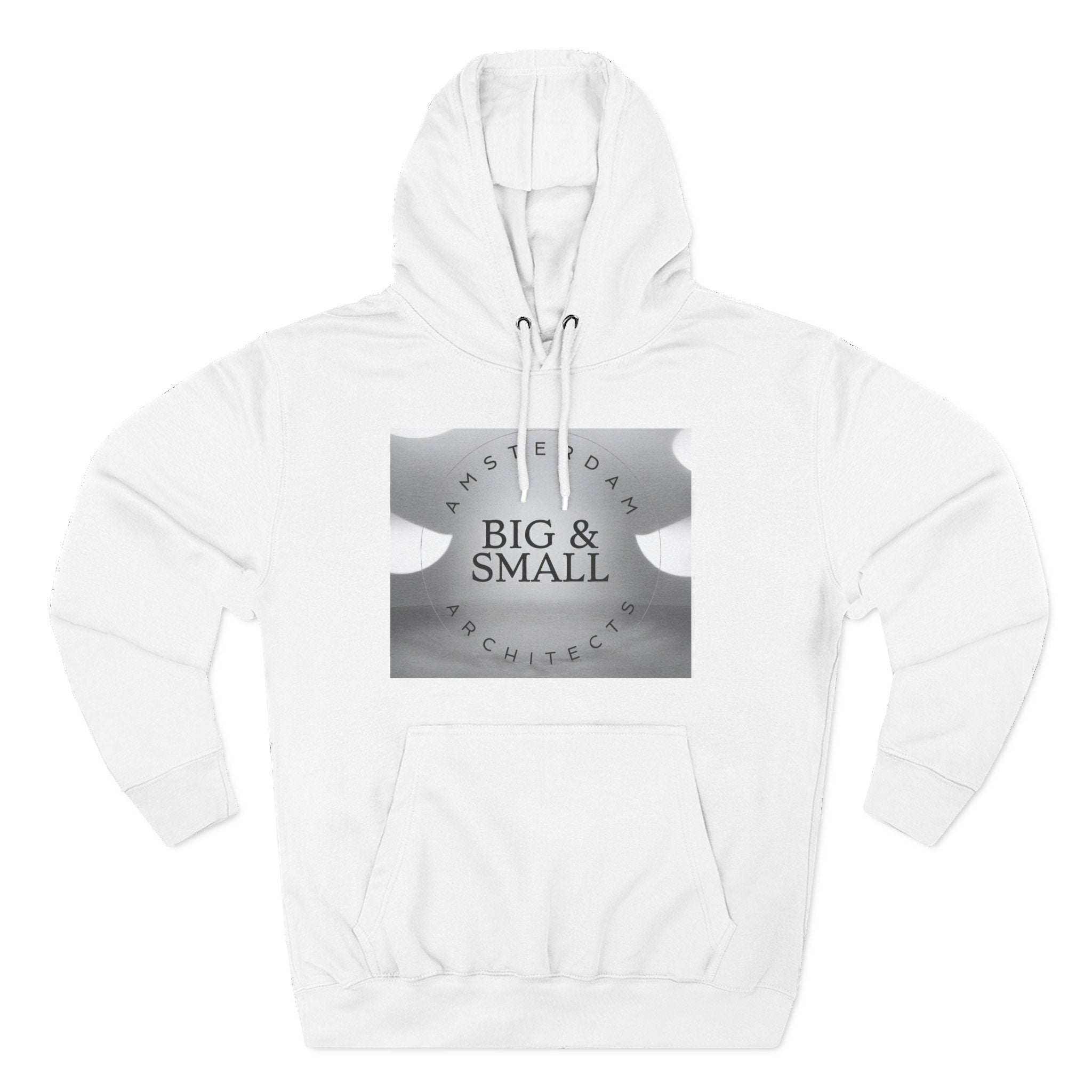 Three-Panel Fleece Hoodie — 'Big & Small Architects' Minimal Monochrome Logo Hoodie