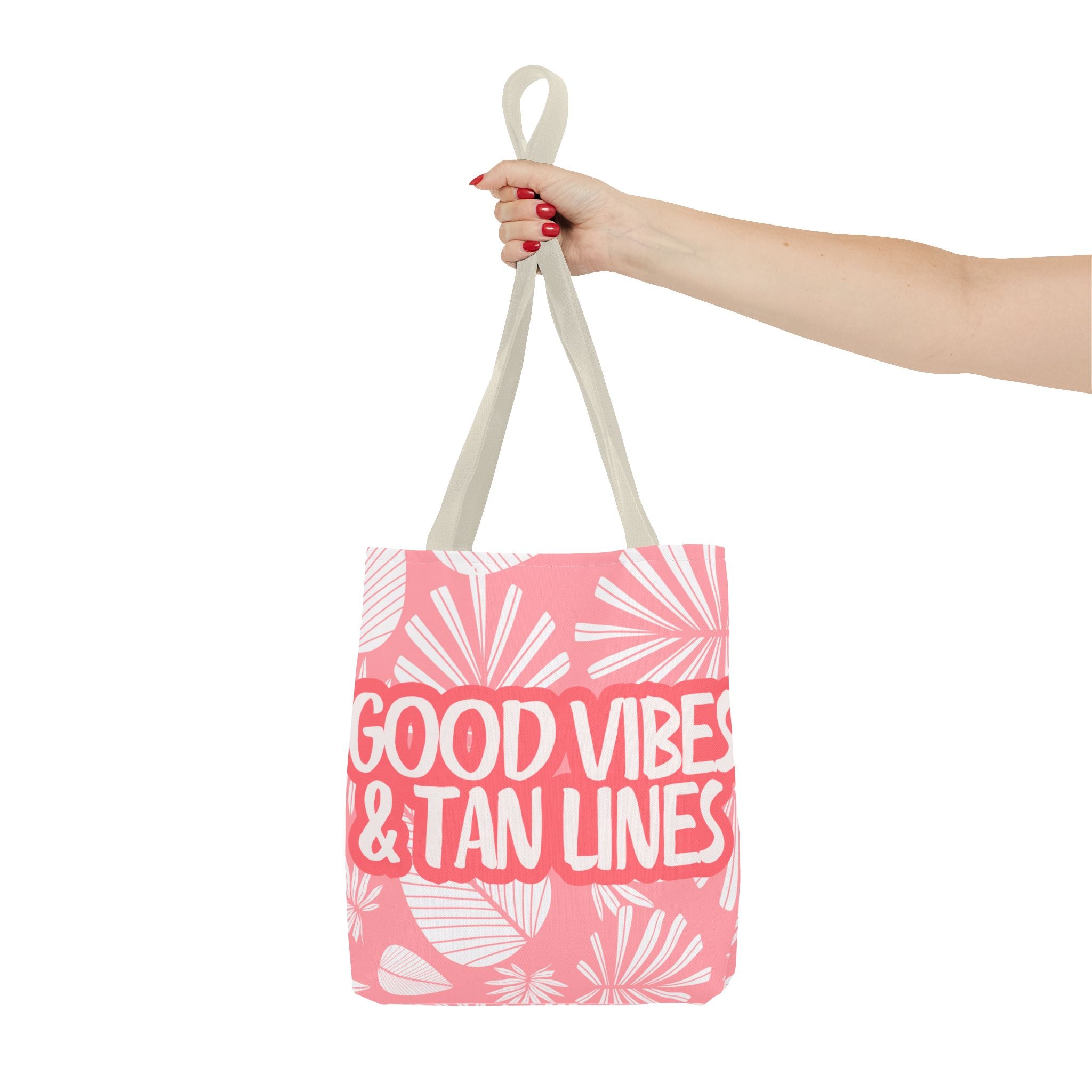 Good Vibes & Tan Lines Tote Bag — Pink Beachy Summer Tote