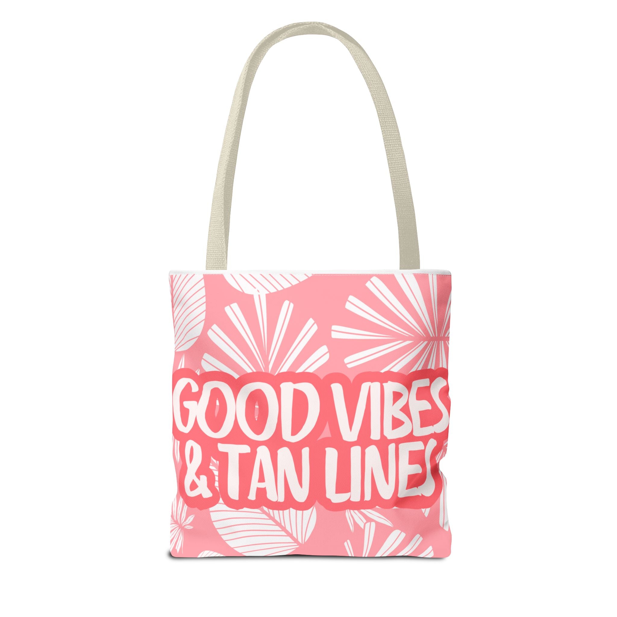 Good Vibes & Tan Lines Tote Bag — Pink Beachy Summer Tote