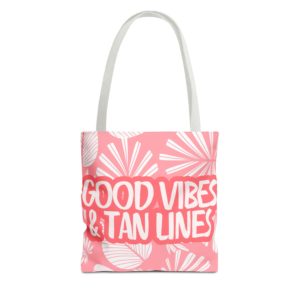 Good Vibes & Tan Lines Tote Bag — Pink Beachy Summer Tote