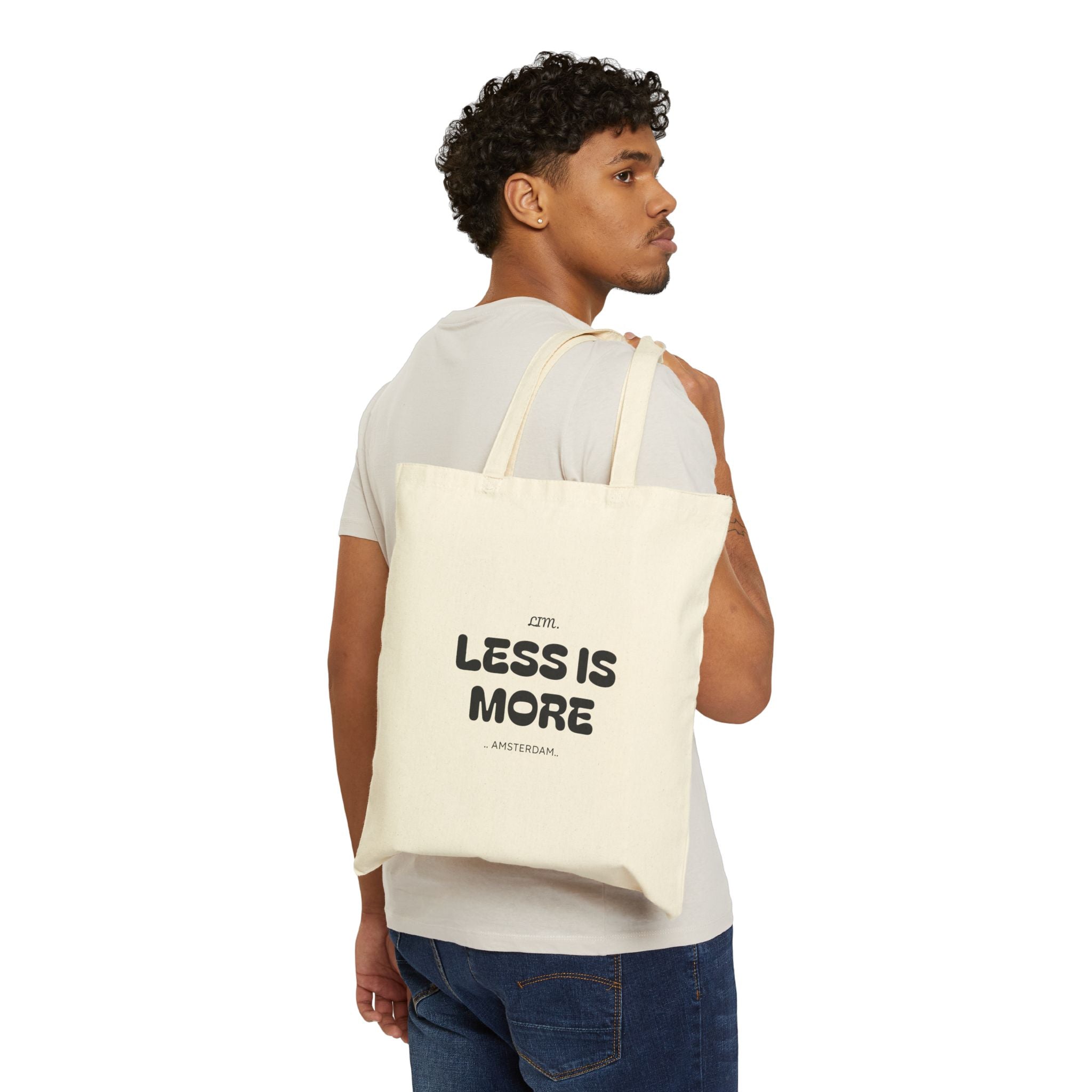 Canvas Tote Bag — 'Less Is More' Minimalist Amsterdam Cotton Shopper